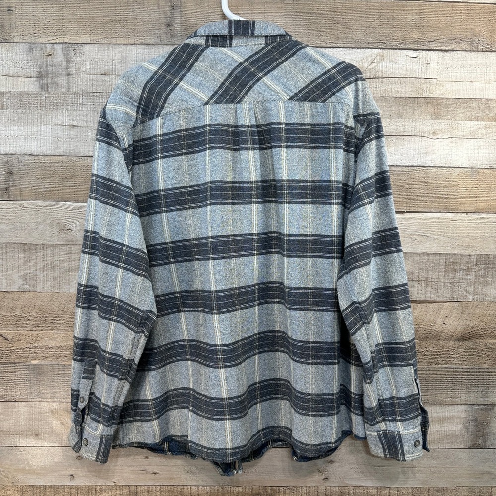 Carbon 2 Cobalt Men's Grey Flannel Plaid Button Up Shirt XXL 100% Cotton - Picture 3 of 6